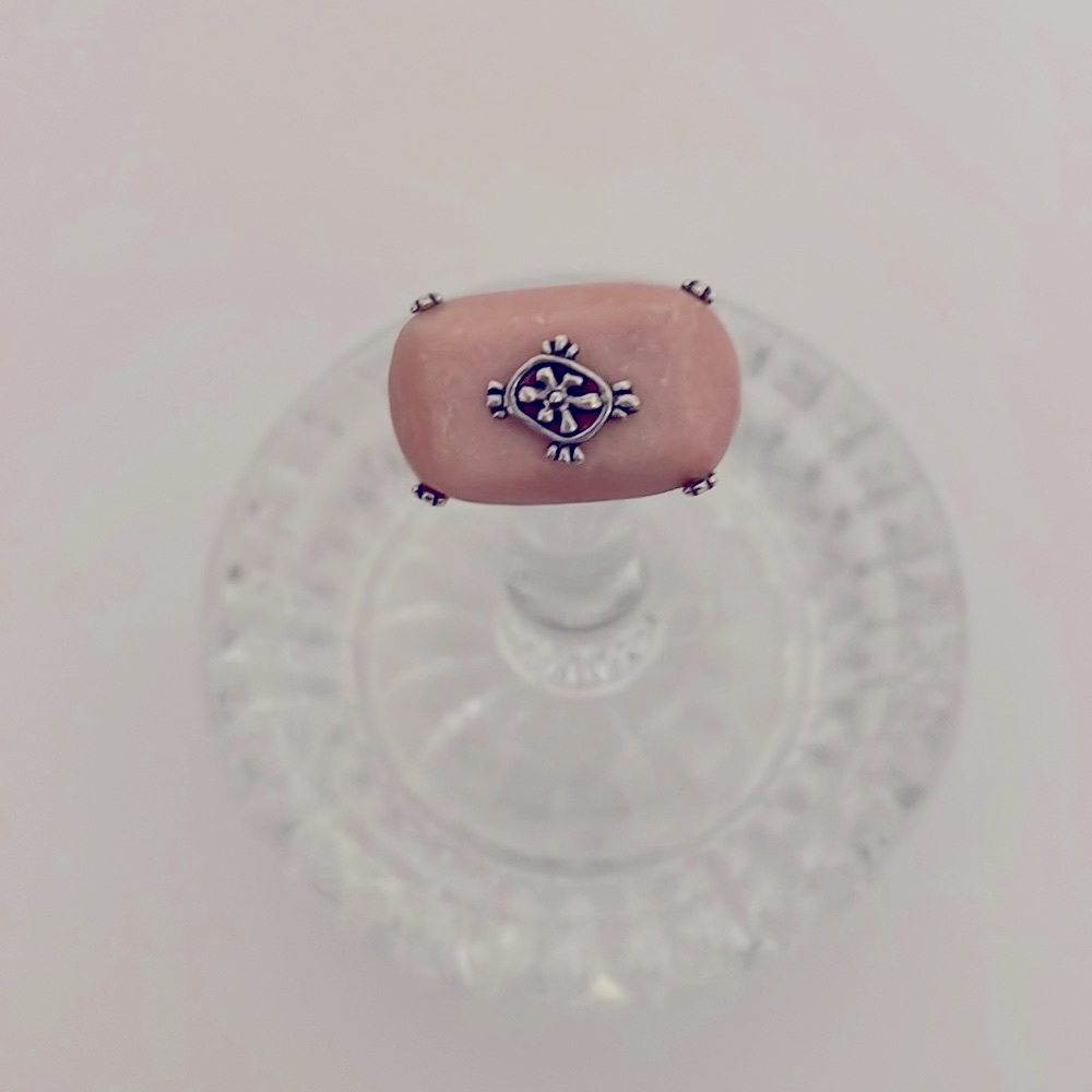 Silpada Sterling Silver Pink Soapstone Ring Size 7